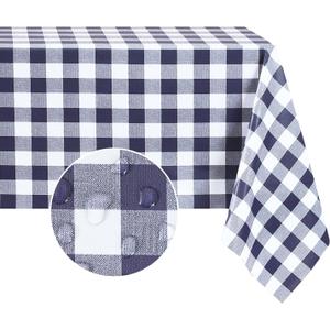 Romanstile Rectangle Vinyl Tablecloth, 100% Waterproof Buffalo Gingham Plastic Table Cloth, Heavy Duty Wipeable Checkered Table Covers for Outdoor, Camping, Picnic, Patio - 60 x 120, Navy Blue