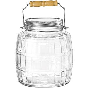 Anchor Hocking 1 Gallon Glass Barrel Jar with Lid (2 piece, brushed metal, screwable)