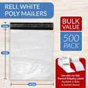 Reli. Poly Mailers 14.5x19 | 500 Pcs Bulk | Shipping Bags/Shipping Envelopes | White Packaging Bags for Shipping | Non-Padded Polymailers, Self Sealing Shipment Bags for Clothing, Bulk (White)