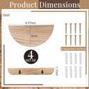 4 Pcs Solid Wood Half Round Floating Wall Shelves, Elegant Floating Wooden Shelves, 8.27 Inch Wall Shelf for Living Room, Bathroom, Bedroom, Offices, Pictures Plant Book(Light Brown)