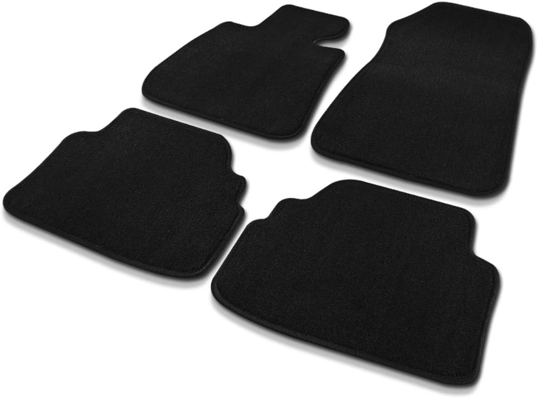 Spec-D Tuning Floor Matspet Front/Rear 4Pc Black Cotton Compatible with 2007-2013 BMW E92 3-Series