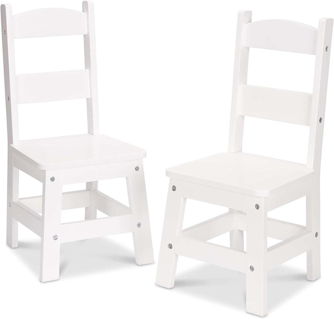 Melissa & Doug Wooden Chairs, Set of 2 - White Furniture for Playroom (Multi-color)