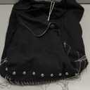 Daacee Oversized Fringe Denim Jacket for Women Frayed Sparkly Tassel Jean Shacket Cowgirl Western Country Concert Outfits, Small, Black 