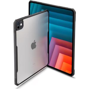 TineeOwl iPad Pro Case (2024) M4, Ultra Thin Matte Clear Case, Supports Apple Pencil Charging, TPU Bumper (Matte Back/Black, Pro 13" (2024))