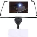 Rongon Headband Magnifying Glasses with Light Hands-Free Magnifier Glass 3 Replaceable Lenses (1.5X, 2.5X, 3.5X) for Eyelash Extensions Jewelry Crafting