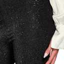 Women's High Waisted Black Shiny Sequin Pants, Casual Elastic Waist Sparkle Glitter Skinny Leggings for Women (Black, L)
