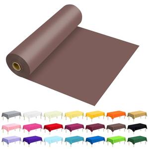 JHDZDHY 54 Inch X 100 Feet Plastic Table Cover Roll Premium Disposable Plastic Tablecloth for All Type/Shape Tables | Picnic, Party, Banquet, Birthdays, Weddings (Brown, 54 Inch X 100 Feet)