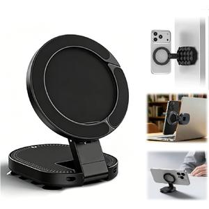 3-in-1 Suction Magnetic Phone Holder, 360° Rotatable Suction Cup Phone Mount, with Portable Carabiner Clip, Universal Magnetic Cell-Phone Stand for Car/Gym/Kitchen/Travel