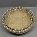 Cedilis 3 Pack Bamboo Basket Tray, Wicker Bread Basket, 100% Natural Handmade Woven Fruit Basket, U Shape Holder Flat Shallow Vegetables Serving Basket, Stackable, 10Inch, 11Inch, 12Inch
