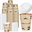 12 OZ 25 Pack Disposable Cups Paper Coffee Cups with Lids, Disposable Paper Cups for Cold/Hot Drinks, Eco-friendly Leak-Proof To Go Drinking Cups for Office Party Home Picnic & Travel (Panda)
