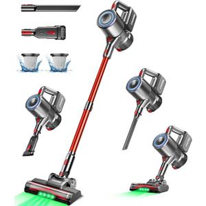 Cordless Vacuum Cleaner, 500W/40Kpa Stick Vacuum with 45Mins Runtime, Self-Standing Vacuum Cleaners for Home, Anti-Tangle, 1.5L Dust Cup, Rechargeable Vacuum for Hardwood Floor Carpet Pet Hair
