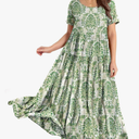 YESNO Women Casual Loose Bohemian Floral Dress with Pockets Short Sleeve Long Maxi Summer Beach Swing Dress EJF Large