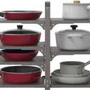 Pot and Pan Organizer Rack for under Cabinet, Heavy Duty Pot Pan Rack under Sink Organizers and Storage, Pot lid organizer, Kitchen Cabinet Organizer with 7 Adjustable Shelves