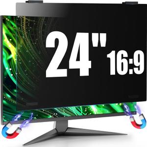 Magnetic Computer Privacy Screen Filter 24 Inch for Frameless Monitor Thin Bezel 16:9 Widescreen, Hanging Removable Anti Glare Blue Light Privacy Shield Protector Eye Protection