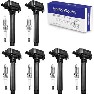 Set of 6 Iridium Spark Plug Ignition Coil Compatible with Avenger Grand Caravan Dodge Journey Jeep Wrangler Chrysler 200 300 Town & Country RAM 1500 2500 3500 Durango 3.6L V6 UF648 9407