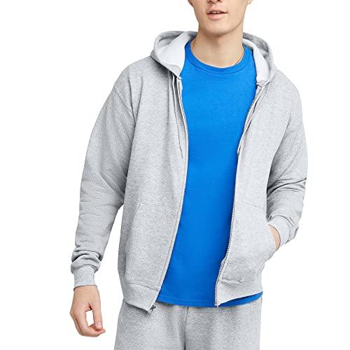 Hanes Mens Hoodie, Ecosmart Fleece Full-zip Zip-up Hooded Sweatshirt For, Ash, Medium USPS