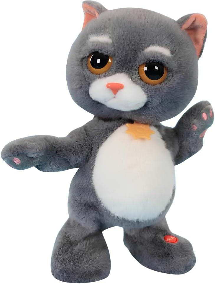 Interactive Stuffed Plush Animal Toy Mimicking Repeating What You Say, Dancing Cat Toy for Baby Toddler, Cute Singing Cat Toys for 1 Year Old Boy Girl Early Learning Educational