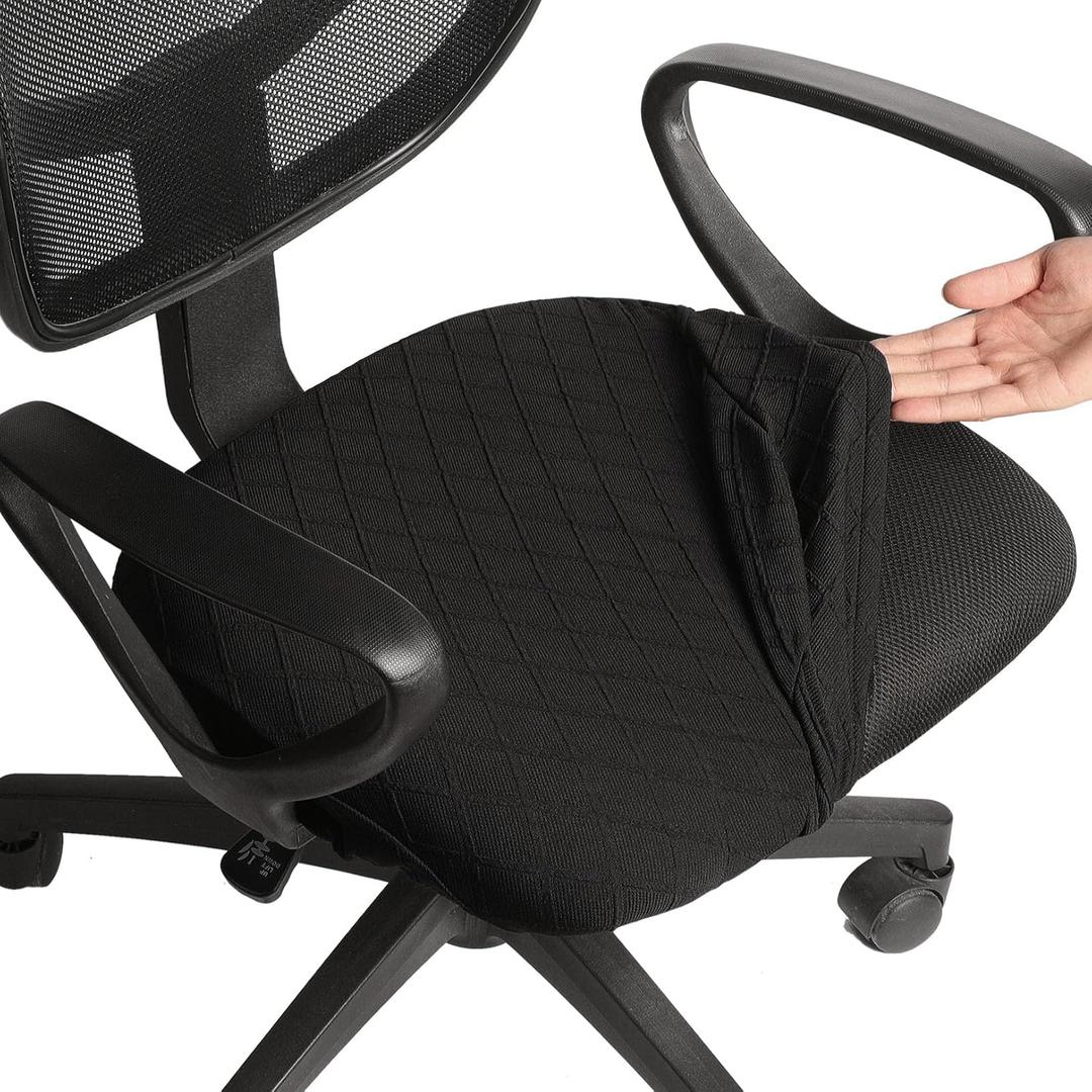 Melaluxe Stretch Jacquard Office Chair Cover, Removable Washable Desk Chair Cover Rotating Chair Seat Slipcover, Black
