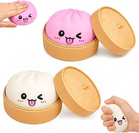 2PCS Dumpling Squishy, Squishy Toys, Viral Dumpling Toy, Stocking Basket Stuffers for Kids, Christmas Party Favors for Boy Girl, Stress Relief for Children Adult Squeeze Toys