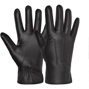 Harssidanzar mens Leather Rabbit fur Elegant Touchscreen Texting Driving Gloves KM057US