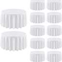 12 Pack Round Tablecloth 120 Inch Cloth White Tablecloth for Round Tables, Washable Polyester Table Cloth Stain and Wrinkle Resistant Decorative Table Cover for Wedding Party Dining Banquet