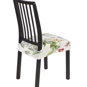 SearchI Stretch Dining Chair Seat Cover, Soft Removable Washable Seat Covers for Dining Chairs, Dining Room Seat Cover Protector (Rear-Covered, Beige Flower)