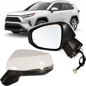 Lqito Left Driver Side Mirror Fits 2019-2025 Toyota Rav4 with Power Heated Turn Signal and Blind Spot Match Super White Replace 879400R271(8 Pins)