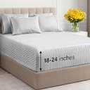 Extra Deep King Sheet Set - 6 Piece Breathable and Cooling Sheets - Hotel Luxury Bed Sheets Set - Easy Fit - Soft, Wrinkle Free and Comfy Sheets Set - Grey Striped Sheet Set with Extra Deep Pockets
