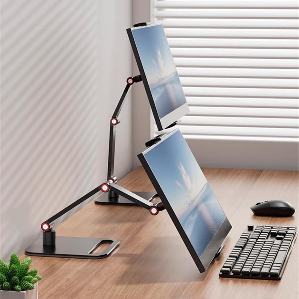 Portable Monitor Holder for 12-17.3 Inch Screen Desk Holder Metal Stand 16 Inch Universal Expandable Display Base 12.9inch Tablet Stand Adjustable Portable Monitor Desktop Clamp