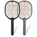 2-Pack Electric Fly Swatter – Battery Powered Mosquito & Bug Zapper Racket with Safe Mesh & Wall-Mount Design for Indoor and Outdoor Use (Black & Gray)