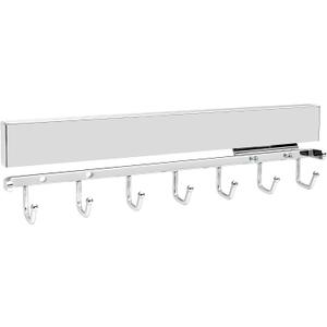 Rev-A-Shelf Sidelines 14" Pull Out Sliding Deluxe Belt, Scarf, Tie Accessory Organization Rack Holder Hanger with 7 Hooks, Chrome, CBRSL-14CR-1