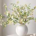 Fake Flowers, 3 Pcs Artificial Flowers Greenery Stems Faux Greenery Stems Branches for Vases Realistic Silk Real Touch Spring Greenery Stems Bulk Bedroom Office Wedding Table Summer Home Decor