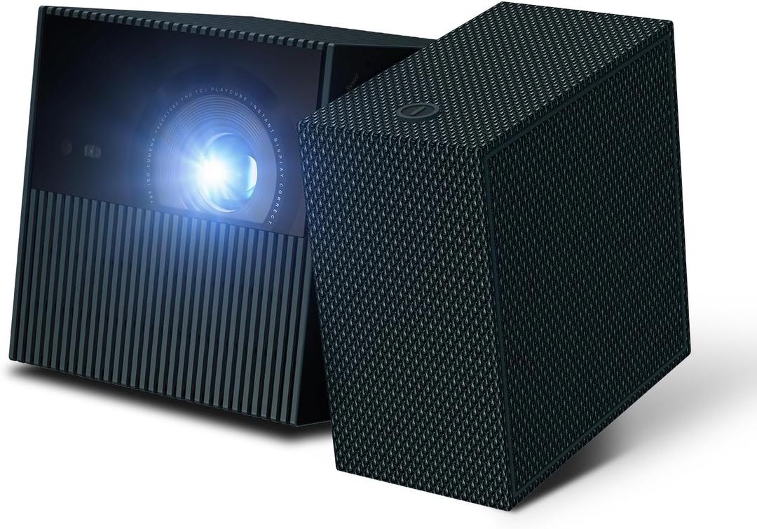 TCL PlayCube 1080P FHD DLP Projector, GTV Portbale Projector with Netflix Certified, 750 ISO Lumens, 4K Supported, 3h Playtime with Built-in 66Wh Battery, Up to 150'' Screen, Auto Focus & Keystone