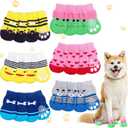 Saintrygo 24 Pieces Anti Slip Dog Socks Small Cat Paw Protector Pet Doggie Grip Knit Socks, Pet Paw Protector Traction for Small Medium Dog Indoor on Hardwood Floor Wear