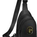 Small Initial Sling Bag for Girls & Women - Cute Crossbody Fanny Pack Gift (Black)