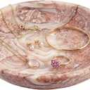 Small Natural Marble Jewelry Tray Key Plate Holder Dish Trinket Decor Catch All Bowl for Ring Earring Stone Gift for Women Daugther,Shell Pink,5.5"
