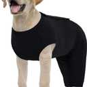 Kuoser Dog Surgery Suit Female Spay Male Neuter, Dog Leg Sleeve to Stop Licking Soft Dog Onesie for Abdominal Wound, Dog Recovery Suit Rear Leg Sleeves Pet Elbow Brace Protector, Black M (Medium (Back Length: 34CM / 13.38"))