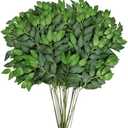 DIYDOFUN 48 PCS Artificial Italian Ruscus Greenery - Fake Silk Green Leaf Stems for DIY Wedding Arrangements Garland Arch Bouquet Table Centerpieces Fireplace Hearth Decorations