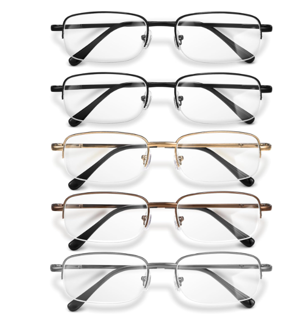 NOVIVON 1.25 Metal Reading Glasses Men  Durable Readers with Blue Light Filtering  Clear Vision