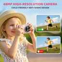 Digital Camera, 48MP FHD 1080P Point and Shoot Camera with 16x Zoom, Anti Shake Autofocus Compact Camera with 32GB Card for Kids, Beginners, Teens, Pink