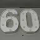 Pooqla Decorative Led Light Up Number Letters, White Plastic Marquee Number Lights Sign for 60th Birthday Party Wedding Decor Battery Operated Number (60)