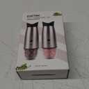 Gravity Electric Salt and Pepper Grinder Set, USB Rechargeable, No Battery Needed, Adjustable Coarseness, Automatic Mill Grinder with Warm LED Light, One Hand Operated for Kitchen, Restaurant, Outdoor (Silver)