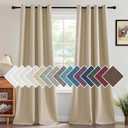 H.VERSAILTEX Linen Blackout Curtain 108 Inches Long for Bedroom/Living Room Thermal Insulated Grommet Linen Look Curtain Drapes Primitive Textured Burlap Effect Window Drapes 1 Panel - Heather Beige