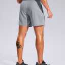 Pudolla Men's Workout Running Shorts with Zipper Pockets 5" Lightweight Quick Dry Athletic Gym Mesh Shorts no Liner(Light Grey Medium) (Gray, M)