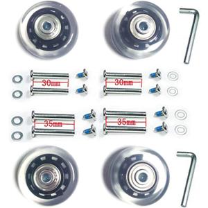 LOTOWELZON 4Pcs Set Luggage Replacement Wheels 50mm with 6mm(0.24") Bearings Repair Kits ABEC 608zz for Suitcase and Inline Outdoor Skate and Caster Board (Black&Clear, OD50*THK18mm/1.97"*0.7")