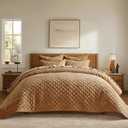 EVERGRACE Luxury Velvet Quilt Set King Size, Diamond Quilted Lightweight Velvet Comforter for All Season, Ultra Soft Oversized Bedspread Coverlet Bedding Set with 2 Pillow Shams, Gold Caramel (KING/CAL.KING (108" x 96"))