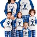 Awoscut Christmas Family Matching Pajamas Sets Christmas PJ's Letter Print Top and Plaid Pants Jammies Sleepwear(#h-11, Mom, M)