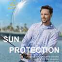 Men's Sun Protection Fishing Shirts UPF 50+ Lightweight Hoodie Long Sleeve UV SPF Hooded Shirts with Mask Rash Guard (XX-Large, Blue Tie-dye)
