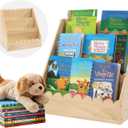 BALAPET Kids Bookshelf for Toddlers, 3-Tier Scalloped Wooden Bookcase, Durable Montessori Front Facing Book Shelf Organizer for Nursery & Classroom(Wooden,16.5 * 16.5 * 10.6in)