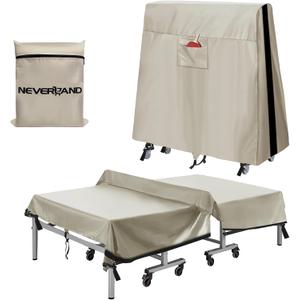 Ping Pong Table Cover Outdoor Waterproof, Table Tennis Cover Indoor & Outdoor Fits Universal 9x5 FT Tables Folding & Flat Tables with Paddles Organize Bag, 600D Oxford Fabric, Beige
